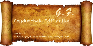 Geyduschek Fürtike névjegykártya